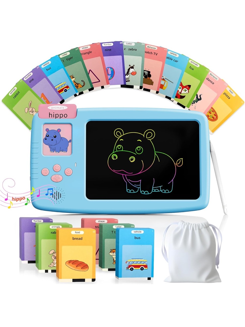 LCD Writing Tablet with Sight Words, Montessori Language Learning